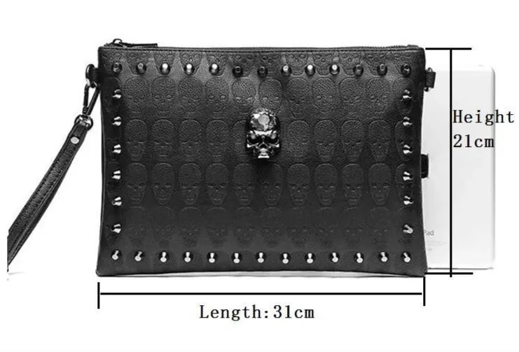 Rivets Handbag Skull Clutch Envelope Alternative Purse Bag for Girls Shoulder Bag Women-Bag