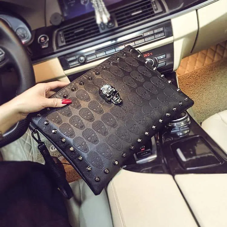 Rivets Handbag Skull Clutch Envelope Alternative Purse Bag for Girls Shoulder Bag Women-Bag