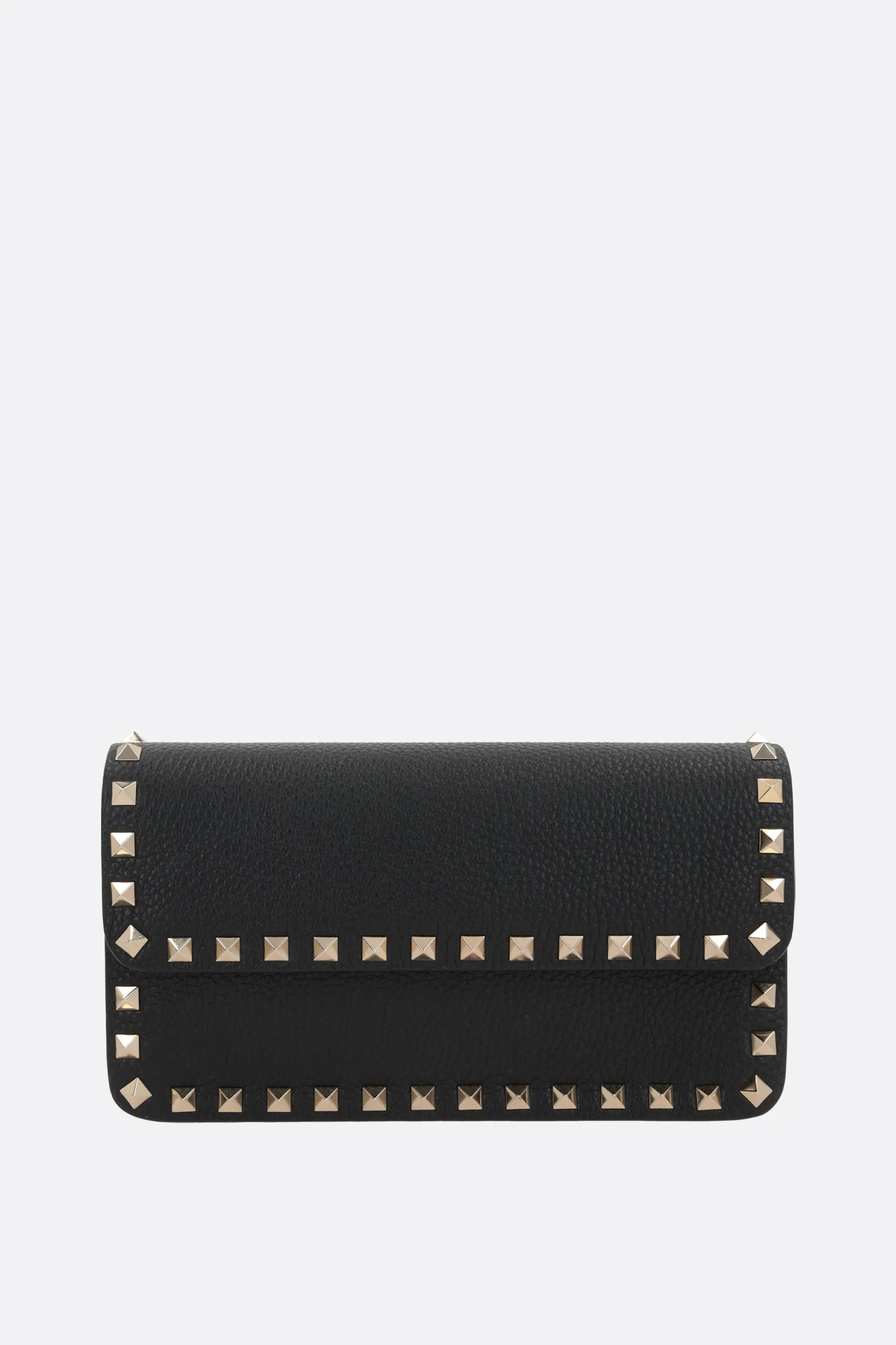 Rockstud Grained Leather Chain Wallet