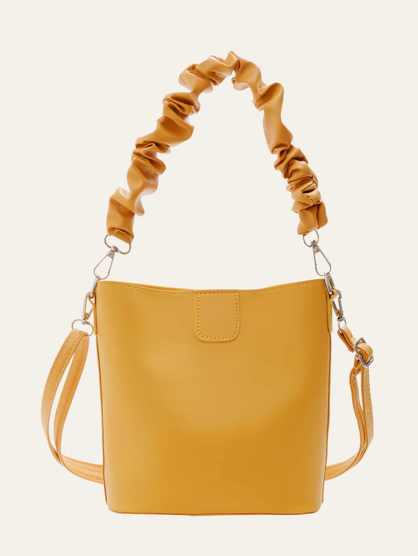 Ruched Handle Bucket Bag