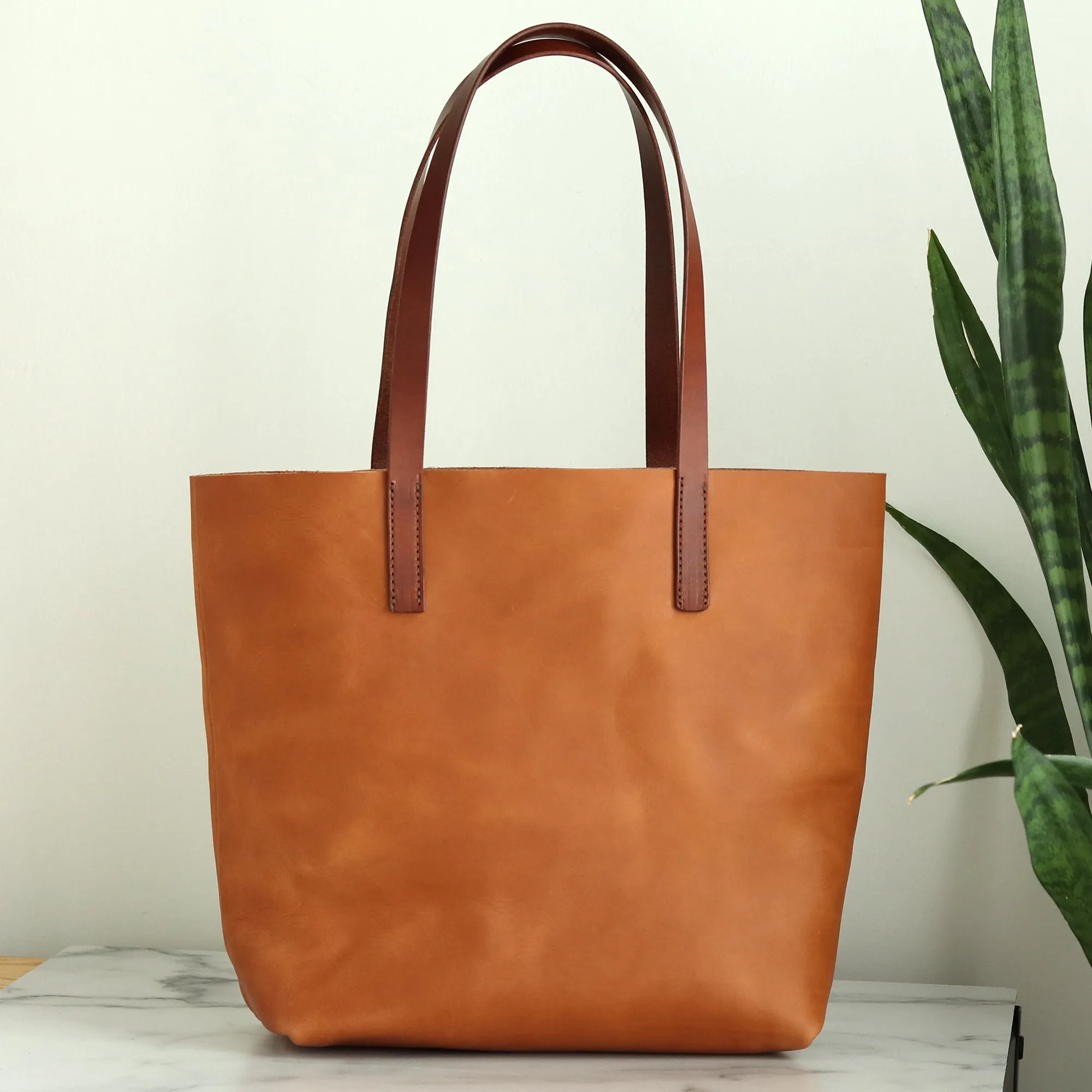 Seconds Sale - Minimalist Leather Tote - Tan