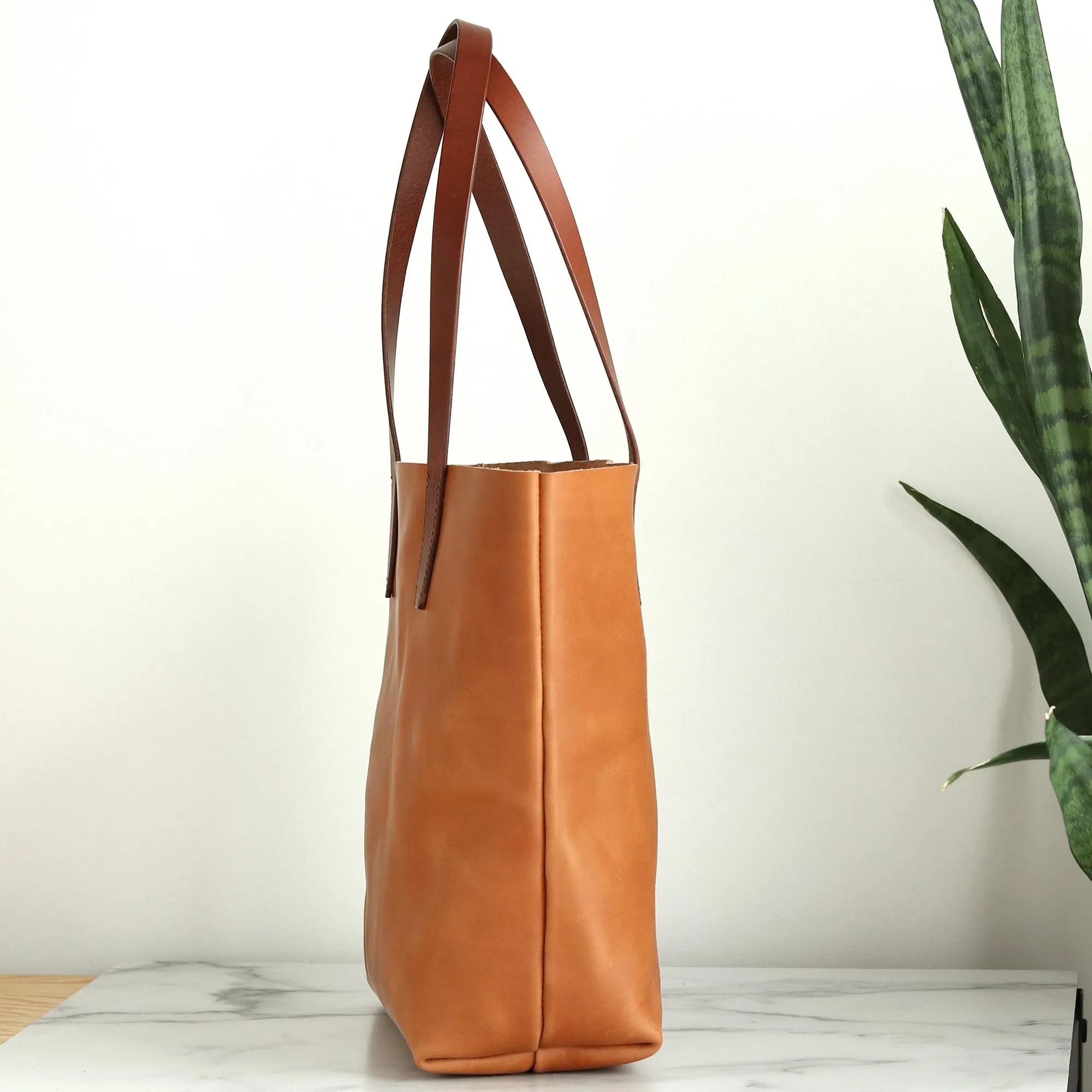 Seconds Sale - Minimalist Leather Tote - Tan