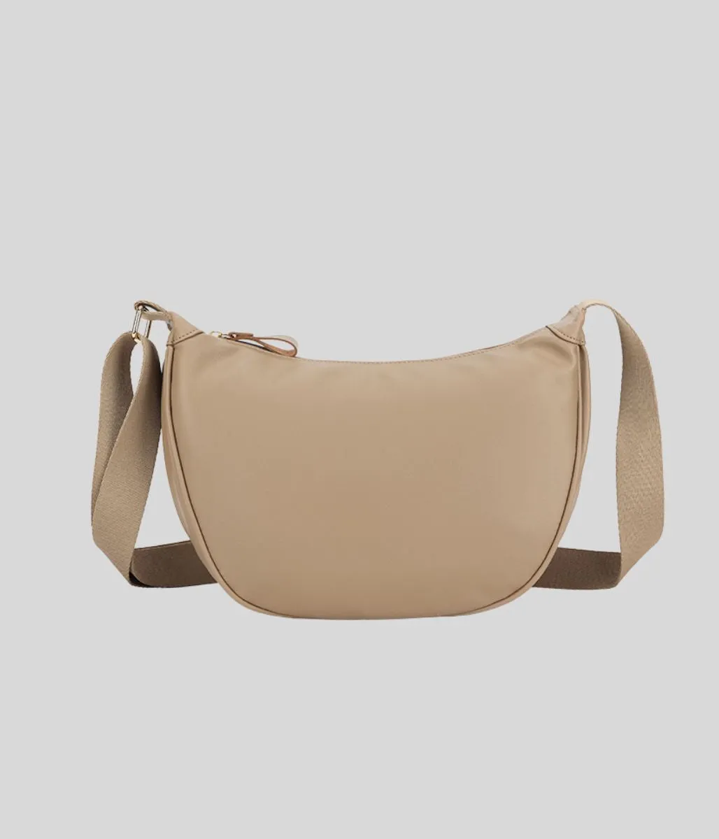 Soft Beige Crescent Sling Bag