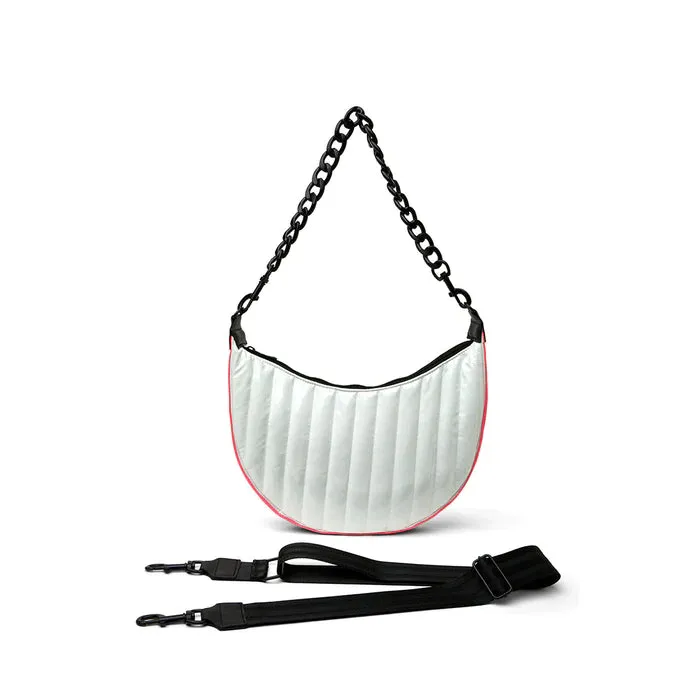 Think Royln Rockstar Crossbody Hobo Bag - White Patent