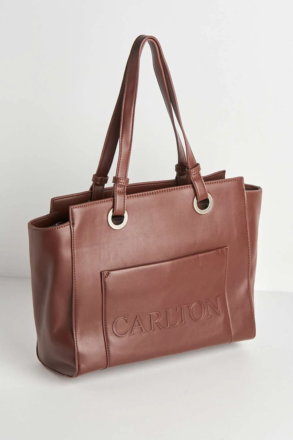 Tiff Front Pocket Detail Tote Back in Chocolate