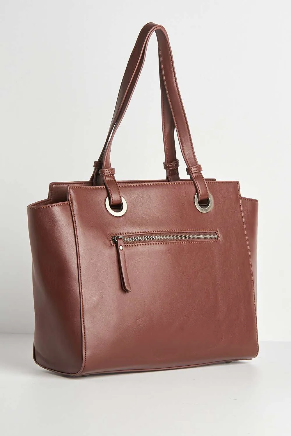 Tiff Front Pocket Detail Tote Back in Chocolate