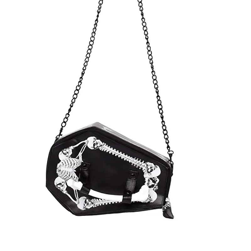 Trendy Sexy PU Leather Chain Bag for Women / Cool Crossbody Bags With Print Skeleton