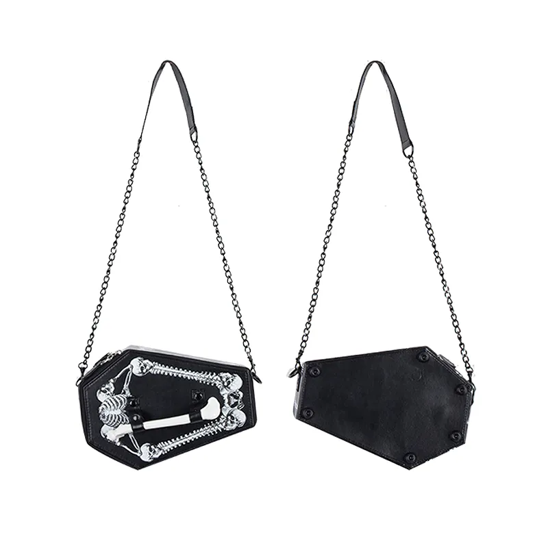 Trendy Sexy PU Leather Chain Bag for Women / Cool Crossbody Bags With Print Skeleton