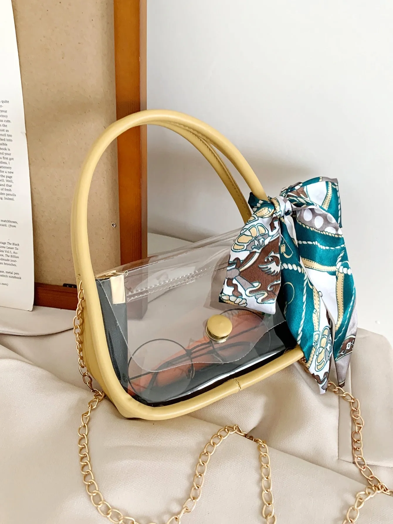 Twilly Scarf Decor Clear Satchel Bag