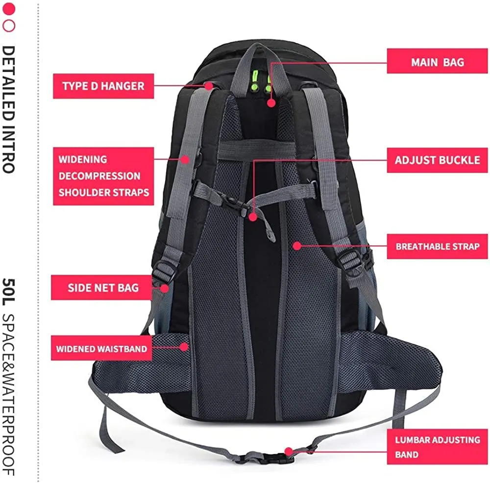 VentureFlow Backpack 50L - Lightweight Water Resistant