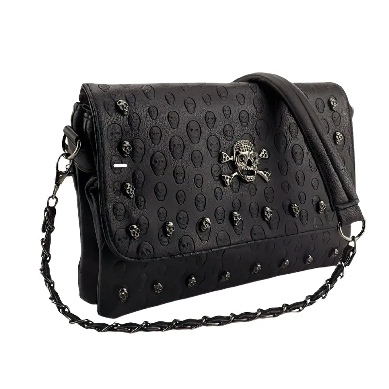 Women's Leather Gothic Handbag / Rivet Skull Shoulder Bag / Female Leather Accessories