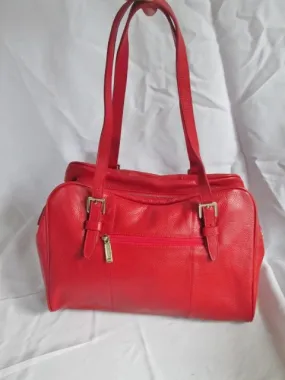 ZENITH Leather tote shoulder bowler bag Satchel medical RED TOMATO purse