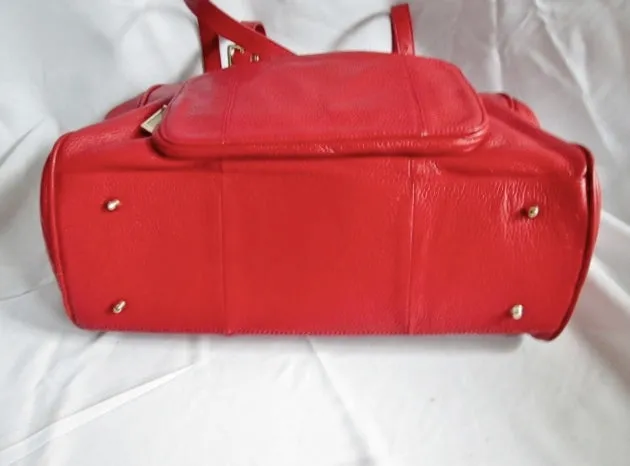 ZENITH Leather tote shoulder bowler bag Satchel medical RED TOMATO purse