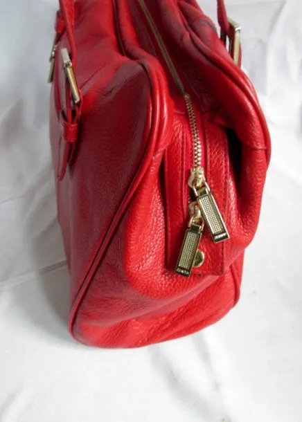 ZENITH Leather tote shoulder bowler bag Satchel medical RED TOMATO purse