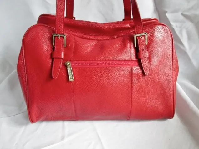 ZENITH Leather tote shoulder bowler bag Satchel medical RED TOMATO purse